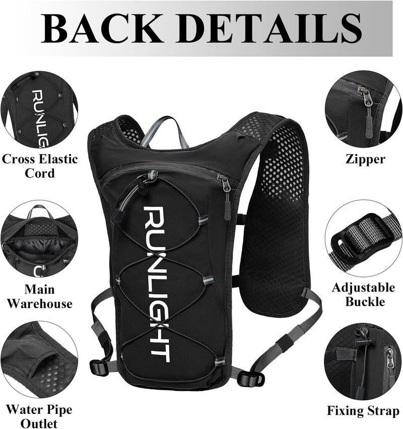 Runlight Running Vest for Women Men Lightweight Hydration Backpack Pack with 1.5L Water Bladder Bag Hydro Daypack for Hiking,Trail,Skiing,Camping,Cycling,Race,Marathon - Image 4